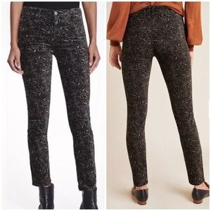 NWT AG Adriano Goldschmied Prima Ankle Cigarette Velvet Paisley Jeans Sz 24